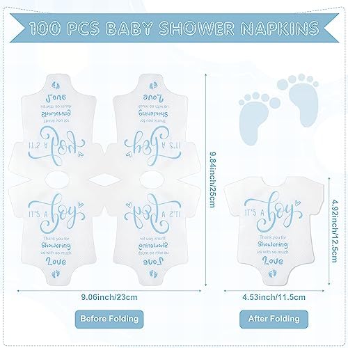 PerKoop 100 Pcs It's a Boy Baby Shower Napkins Pajama Theme Blue Disposable Paper Napkins for Boy's Gender Reveal Party Baby Shower Decorations Supplies