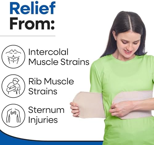 Rib Brace Rib Wrap | Chest Binder to Reduce Pain | Chest Compression Support Belt l Help Muscle Injuries, Bruised Ribs | Breathable Wrap Brace for Costochondritis Pain Relief Fits Women Men (L/XL 44 Inch)