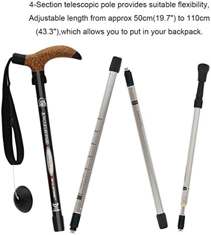 Aluminum Alloy Quick Lock Trekking Pole Anti-Shock Walking Stick Adjustable Cane Crutch for Mountains Trekking Hiking,Ultralight Collapsible with Cork Grips Tungsten Tips