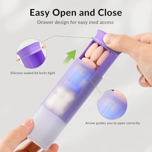 KOVIUU Weekly Pill Organizer 3X a Day, Detachable Pill Box 7 Day, Large 3 Times Daily Pill Case, Travel Pill Container Holder, Week Medication Dispenser Pillbox for Vitamin Supplement Medicine, Purple