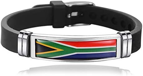 Wedarego South Africa Flag Braided Bracelet Silicone Chain Wristband Souvenir,Fashion Handmade Bracelet For Man & Woman Special Day's Gift