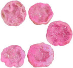 moonsix Pack of 2 Angel Aura Quartz Geode Crystals for Reiki Healing, Titanium Coated Irregular Specimen for Home Office Decor, Pink