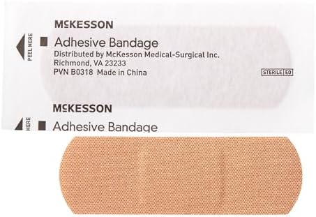 McKesson Adhesive Bandages, Sterile, Fabric Strip, 1 in x 3 in, 100 Count, 1 Pack