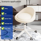 Rolling Stool – Ergonomic Swivel Seat, Adjustable Height, Ultra-Quiet Wheels, Padded PU Leather Cushion, for Salon, Office, Massage & Medical Use Beige