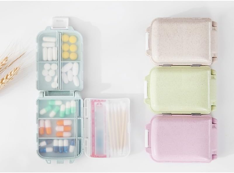 FOMIYES 2pcs Portable Wheat Straw Pill Organizer Travel Case for Daily Medication Compact Design for Easy Carrying for Seniors Go Use Beige
