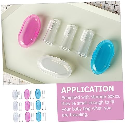 9pcs Finger Toothbrush Food-Grade Silicone Oral Cleaning Brush for Gentle Double-Sided Design for Teeth Tongue Cleaning Travel Storage Box Included