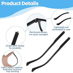 1 Pair Glasses Arm Replacement, Black Eyeglasses Repair Kit with Screws Washers Screwdriver Nose Pads Eyeglass Arms Replacement Temple Arms 6mm for Glass Sunglasses Convex Single Teeth 1.2mm