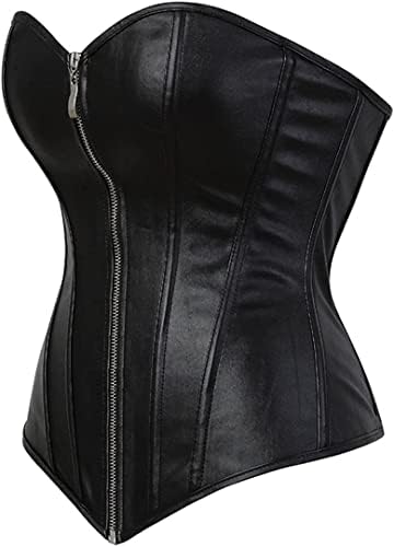 HNGHOU Corsets for Women Faux Leather Corset Top Steampunk Corsets Zipper Bustier Pirate Costume