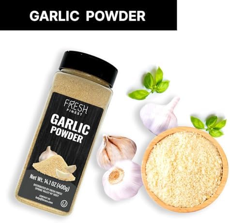 Fresh Finest Premium Garlic Powder - 14.1oz Bottle - 100% Pure, Non-GMO, Gluten-Free, Ground Garlic Spice for Cooking