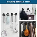 Diesisa Razor Holder 304 Stainless Steel for Shower + Adhesive Sticky Heavy Duty Waterproof Wall Hooks, Premium for Hanging Towels, Coat, hat (2+2 Pack) - Black