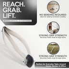 Suction Cup Grabber Reacher 32"" - Elderly Grab It Reaching Pickup Tool Heavy Duty for Seniors - Trash, Sticks, Litter Picker Upper - Extra Long Reach Handle & Handy Extension Arm Claw (2), Grey