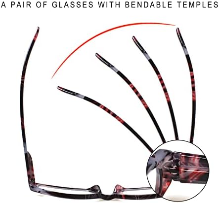 5 Pack Spring Hinge Reading Glasses Rectangular Fashion Quality Readers for Men and Women (5 Mix, 2.00)Medium