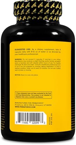 Primaforce Beta Alanine Capsules 3,400mg, 180 Capsules (45 Servings) - Potent Beta-Alanine Supplement