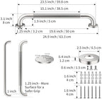 Satin Brushed Nickel Shower Grab Bars 24 Inch w/Anti-Slip knurled Grip, iMomwee Stainless Steel Wall Mount Bathroom Safety Balance Handrail, Handicap Elderly Senior Assist Textured Grab Bar Handle