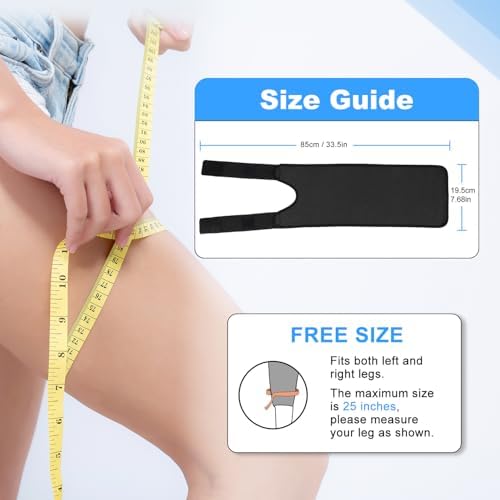 supregear Thigh Brace Support, Adjustable Hamstring Quad Wrap, Neoprene Thigh Compression Sleeve for Pulled Groin Muscle, Sprains, Quadricep, Tendinitis and Injury Strain Recovery, Women Men, Black