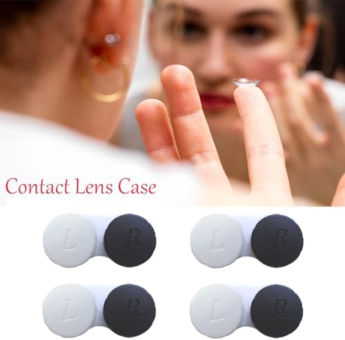 4 Pack Contact lens case Bulk Contact Lens Soak Storage Box Holder Container(Black)