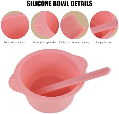 1 Pack Silicone Wax Warmer Liner with Spatula Sticks, Reusable Silicone Waxing Bowl, Wax Pot Liner for Hair Removal (1)