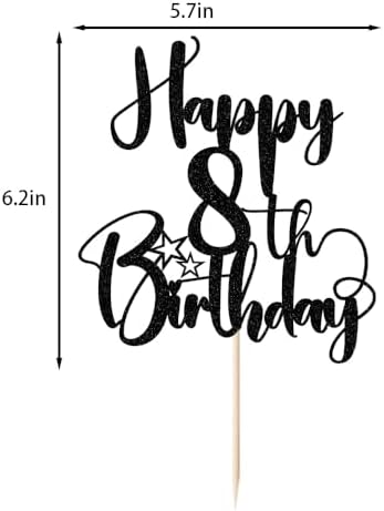 Happy Birthday 8th Cake Topper，Boys/Girls 8thBirthday,8th Anniversary Party Cake Topper Decorations/Dinner Party Decorations (8)
