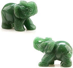Carved Healing Crystals Gemstones Elephant Statue Figurine Collectible Decor 1.5 inches (Green Aventurine)