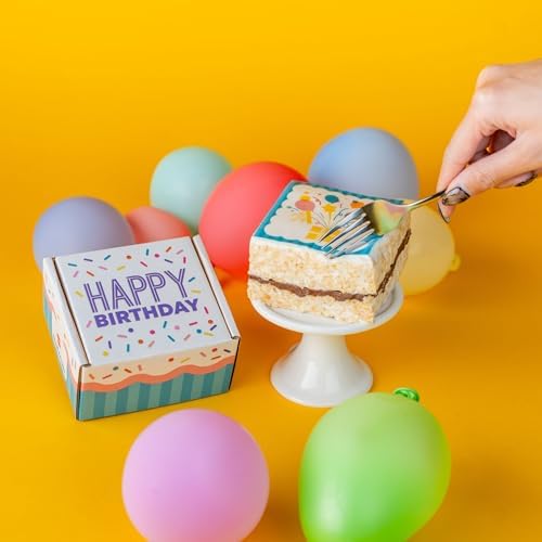 Happy Birthday Gourmet Sweet Treat Gift Box with 1 Delicious Jumbo Chocolate Caramel Crispy Treat – Ready-to-Gift Birthday Treat Box for Women, Men, Mom, Dad, Friends, Adults & Kids