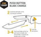 OUTDOOR EDGE 3.0" RazorSafe Utility Blade Replacement 6-Piece Pack, 3X Cutting Edge, Hand Finished Shaving Sharp