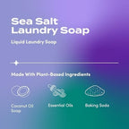 Indigo Wild Zum Clean Laundry Soap - Plant-Based Liquid Laundry Soap - Contains Baking Soda, Essential Oils & Saponified Coconut Oil - Sea Salt Scent - 64 fl oz