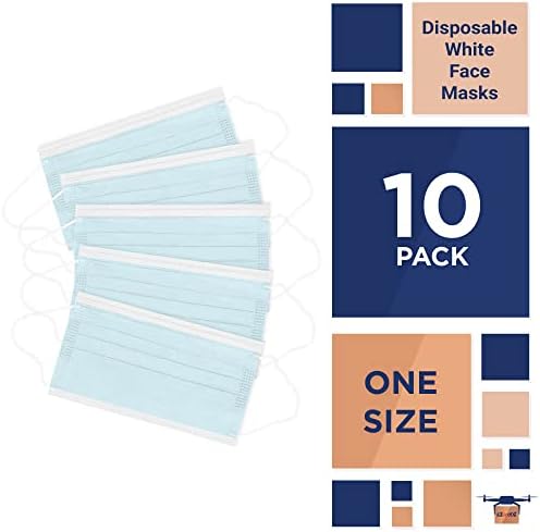 EZGOODZ Mouth & Nose Disposable Face Masks. Surgical Masks. Facial Masks Disposable with Adjustable Earloops & Nose Wire