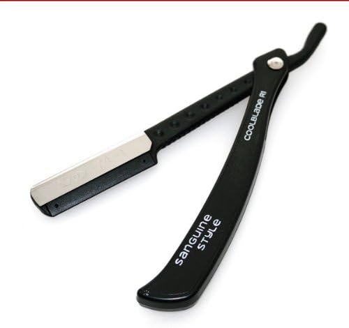 Shaving Razor, Cut Throat Razor + Wilkinson Blades + Sanguine Pouch (CoolBlade R1 Black)