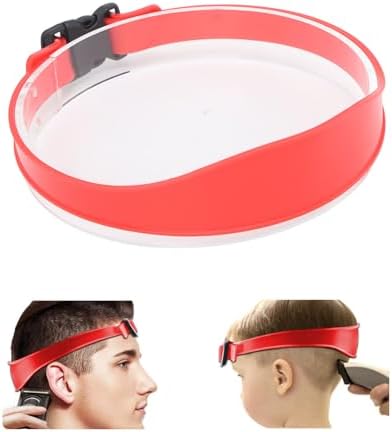 Pwshymi DIY Hair Trimming Template Creative Curved Design for Boys Men Haircut Band Breathable Silicone Home Hair Trimming Guide for Neckline Styling Tool (Red)