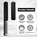 Tyqour Protable Pocket Comb for Men, 3 In 1 Folding Comb, Fine Tooth and Wide Tooth Small Combs for Everyday Grooming, Combing Hair, Beards and Mustaches (Black, Plastic)
