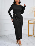 Ekaliy Women's Elegant Bodycon Maxi Dress Long Sleeve Party Cocktail Wedding Guest Dress