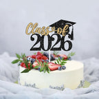 Class of 2026 Cake Topper, Congrats Grad/You Did It, Congratulations High School College Graduation Party Decorations, Black and Gold Glitter