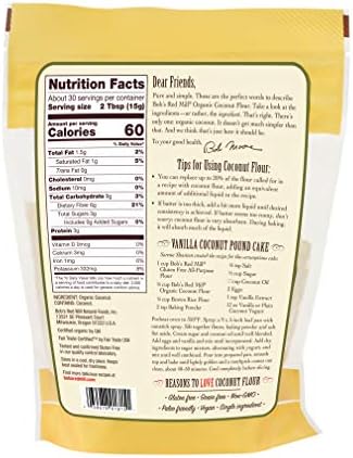 Bob's Red Mill Organic Coconut Flour, 16oz (Pack of 1) - Non GMO, Fair Trade Certified, Vegan, Keto Friendly, Paleo Friendly, Kosher