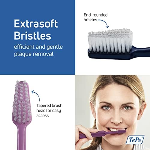 TePe Select Extra Soft Toothbrush, Adult Extra Soft-Bristle Toothbrush with Tapered Head and Angled Neck, Pack of 1