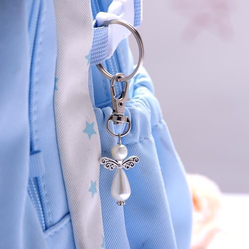 Travel Guardian Angel Charm Keychain, Safe Travels Good Luck Charm, Travel Gift for Traveler, Adventure Blessing Accessory