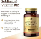Solgar Vitamin B12 1000 mcg, 250 Nuggets - Supports Production of Energy, Red Blood Cells - Healthy Nervous System - Promotes Cardiovascular Health - Vitamin B - Non-GMO, Gluten Free - 250 Servings
