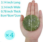 4Pcs Hot Massage Stones Set Natural Green Jade Heated Warmer Stone for Spa Massage 3.14 x 3.14in (8x8cm)