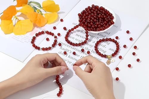 XIANNVXI Red Carnelian Beads 8mm Crystal Beads 100PCS Natural Stone Beads Round Loose Gemstone Beads for Bracelet Beads for Jewelry Making