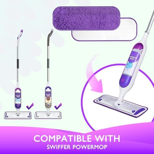 Reusable Power Mop Refill Pads for Swiffer Power Mop Starter Kit - Swifter Powermop Pads Refills - Multi-Surface & Wood Mopping Pad Refil for Floor Cleaning - Washable Microfiber Pad, 4 Pack