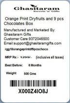 Ghasitaram Gifts Christmas Gifts Chocolates Hampers - Orange Print Dryfruits and 9 pcs Chocolates Box