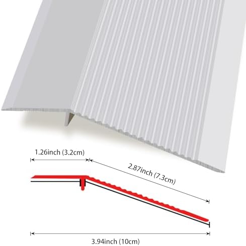 Aluminum Floor Transition Strip, Threshold Reducer for Doorway Ramp Tiles Laminate Planks, Bridge The Height Gap Between 0.3-1.6 inches (2.9 ft x 3.9 in, Matte Silver)