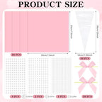 Yexiya 156 Pcs Pink Bow Cone Cellophane Bag Set DIY Sweet Cones Shaped Treat Bags Pink Card Paper, Bow and Pearl Patches for Party Favors Sweet Snack Popcorn Packing Gift