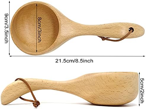 Honbay Large Capacity Wooden Ladle Sauna Water Scoop SPA Spoon Bath Salts Spoon Coffee Scoop