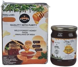 Honey XP Raw Himalayan Wild Forest Honey – 100% Pure & Natural – No Added Sugar – Unprocessed & Cold-Filtered – 680g (24 oz) Glass Jar – Harvested from Indian Himalayas