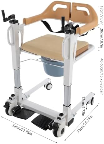 Manual Hand Crank Shifting Caregiver Mobility Aid - Premium Quality Patient Transfer Machine Patient Lift Transfer Chair