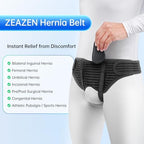 Hernia Belt for Men - Adjustable Support Brace, Comfortable & Breathable Design, Ideal for Single/Double Inguinal Hernia Pain Relief, Discreet Wear for Everyday Use (Black, Medium)