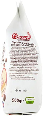 Pavesi: "Gocciole Chocolate" Biscuits with Chocolate drops , no palm oil - 17,6 Oz /500g , (Pack of 4)