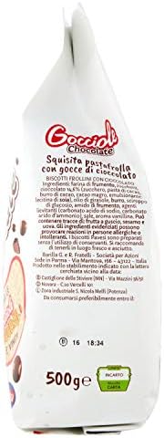 Pavesi: "Gocciole Chocolate" Biscuits with Chocolate drops , no palm oil - 17,6 Oz /500g , (Pack of 4)
