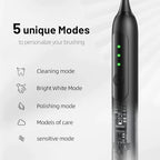 Seapeoa Adult Sonic Electric Toothbrush with 10 Brush Heads, Travel Case, and Wall Bracket, Suitable for Both Adults and Kids, IPX8 Waterproof, USB Charging, 42000VPM, Black
