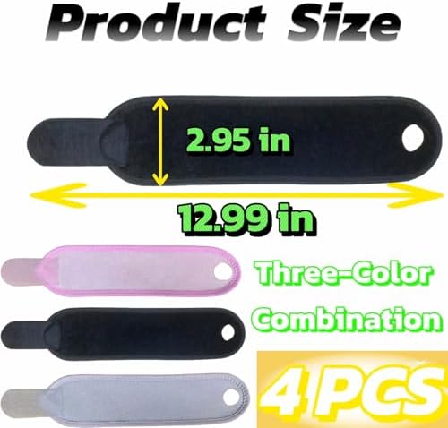 Kids Wrist Support Brace (Set of 4) - 2 Black, 1 Pink, 1 Gray for Left & Right Hand, Youth/Child Sports & Daily Activities, 13x3 Inches